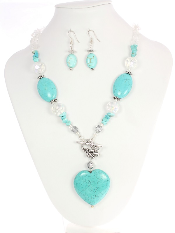 Turquoise Gemstone Heart Necklace Sapphiredawnjewelry